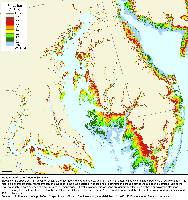 Maryland Sea Level Rise Map, 1 meter contour interval